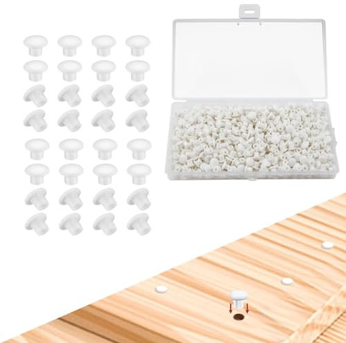 DGHOME 600 PCS 5mm Round Drill Hole Cover Caps, Push-in Type Hole Plugs, Plastic Button Shelf Hole Plugs for Furniture Kitchen Cabinet Wardrobe Cabinet Bookcase Shelves