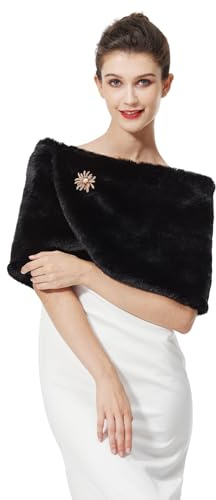 BEAUTELICATE Donna Pelliccia Sintetica Stola Elegante Coprispalle Scialle Winter per Abito da Sposa Matrimonio Invernale Cerimonia Sposa Damigella