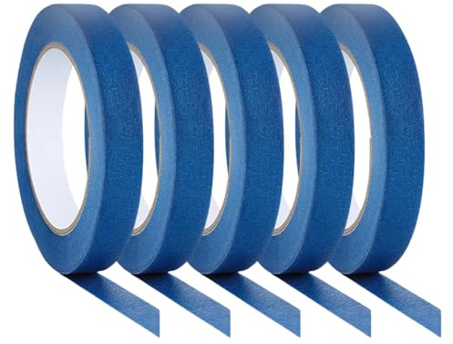 TOPPERFUN Blaues Malerband 5 Rollen, Klebeband für Wände und Auto | Abklebeband zum Lackieren, Leicht zu Kleben und Reißen, für Wandmalerei und Selbstgemacht Projekte