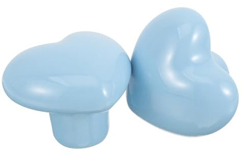 BESTonZON 2pcs Heart Shape Ceramic Cabinet Knobs Drawer Pulls Single Hole for Kitchen Furniture Handles Random Color