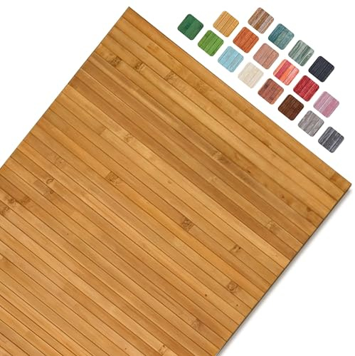 CosìCasa Sabbia Naturale Tapis de sol en bambou, lavable, antidérapant, design léger, facile à nettoyer, style moderne, surface aspect bois pour la maison, 60 x 120 cm