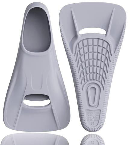 Swim Fins Adult Swim Training Fins for Pool Lap Swimming Comfortable Silicone Full Foot Pocket Travel Size Fins Short Blade Floating Flippers for Snorkeling Diving Swimming Adult Men Women