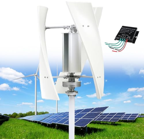 SAIYERUS Wind Turbine Generator Kit, 12000W Portable Vertical Helix Wind Power Turbine Generator, 3 Blade Wind Generator Kit with Charge Controller for Marine RV Home Industrial Energy,White-12V
