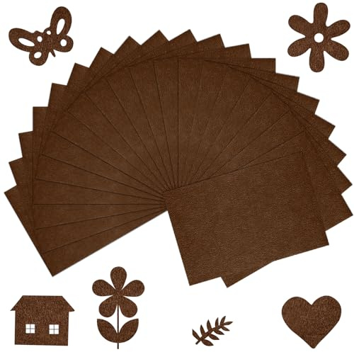 BOUBONI 20/40 Stücke Filzstoff Basteln 20X30CM Farbig Filzplatten Filz zum Basteln Vliesstoff Stoff Filzplatten zum DIY Handwerk Nähen Manual Decoration rojekte Patchwork (20, Braun)