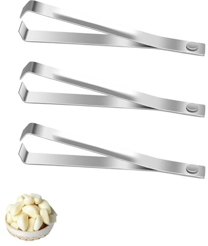 3 Stück Knoblauchpinzette, Edelstahl-Knoblauchschälpinzette Knoblauchschälwerkzeug Knoblauch Schäler Fischgrätenpinzette zum Schälen von Knoblauch Verhindert Knoblauchgeruch