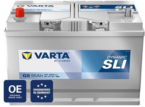 VARTA Automotive DYNAMIC SLI (G8) 12V 95Ah 830A - Nassbatterie KFZ mit Standardausstattung & ohne Start-Stopp System - Starterbatterie für einfachen Energiebedarf - Bleisäurebatterie wartungsfrei