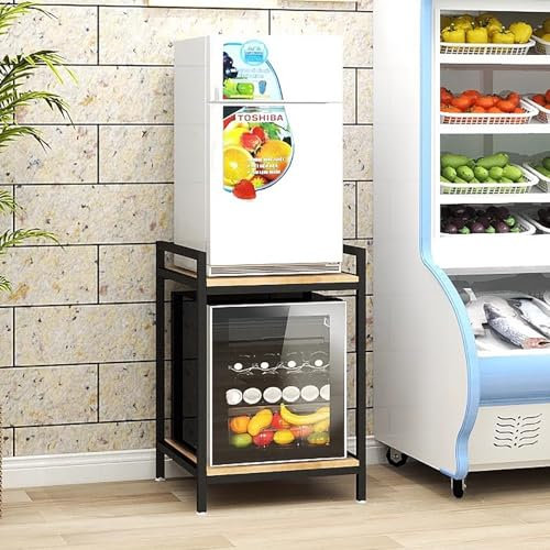 Elitix Small Spaces Microwave Stand for Kitchen, Mini Refrigerator Stand Cabinet/Appliance Platform Shelf, Compact Coffee Bar Organizer Rack(Style2)