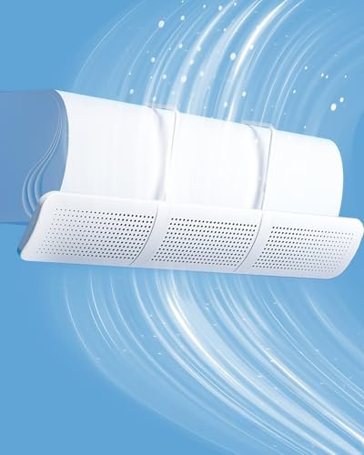 UEMUSI Deflector Aire Acondicionado Split, Desviador de Aire Climatizador Universal Anti-Soplo con Microperforaciones - Deflector para Aire Acondicionado Ajustable 180° ABS