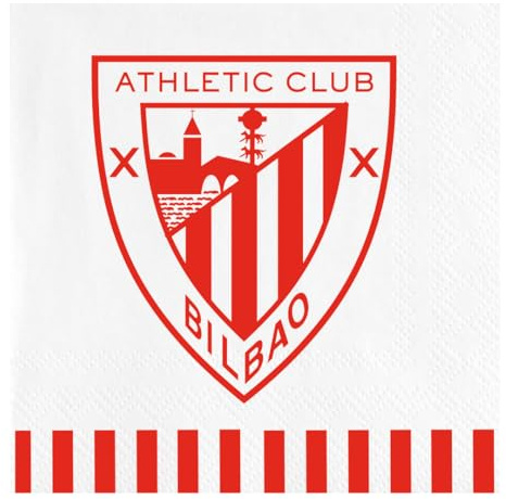 FIESTORA, Servilleta Athletic de Bilbao, Servilletas para Fiesta de Cumpleaños Temática, Diseño Colorido y Divertido, Desechable y Absorbente, Pack 20 Servilletas