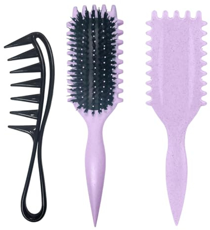 Ruayia Zahnkämme + Hai Zahnkamm Frauen, Breiter Zahnkamm Kit für Männer Haarstyling Salon, Strähnenkamm Wide Tooth Comb, Lockenbürste Lockenkamm Grobzinkiger - Violett