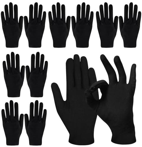 BFSYRR Black Cotton Gloves,Cotton Gloves,12 Pcs Mitten Comfortable Breathable Men Women for Jewelry Inspection Archival Cleaning Dry Hands
