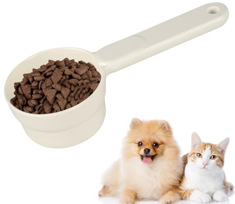 MiOYOOW Cuchara medidora para cachorros, 90 g de alimento seco, con mango largo para cachorros, gatos, conejos, pájaros y hurones