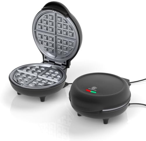 SUPERLEX Waffle Maker Electric Belgian Waffle Iron Machine 4 Waffles At Once Cool Touch Handles Automatic Temperature Control Non Stick Deep Fill Plates 750W Compact Home Breakfast Dessert