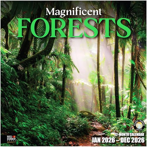 RED EMBER Select - Magnificent Forests 2026 Wall Calendar 12 Month | 12 x 24 Open | Thick & Sturdy Paper | Giftable | Calendar 2026