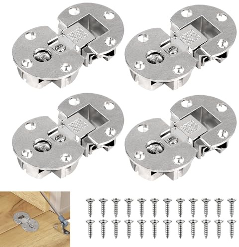 SUPAWAY 4 Pezzi Cerniere a ribalta semicircolari, asse di rotazione a 90° Cerniera per coperchio regolabile 3D 35mm Ferramenta per mobili, Cerniere per ante in legno, armadio da cucina, guardaroba