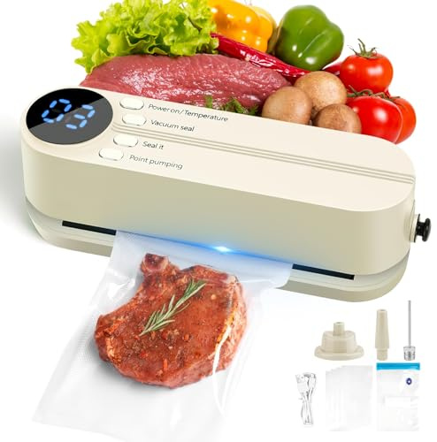 Fancysky Mini Sellador al Vacío Portátil, Envasadora al Vacio Domestica, Embasadoras Vacio Alimentos Portatil, Selladora al Vacio de Alimentos, Selladora Automática de Bolsas Plástico
