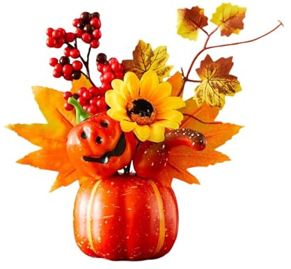 Sharplace Zucca Decorativa Finta Centrotavola con Foglie D'Acero E Zucca Ornamentale in Schiuma PVC Decorazione Autunnale per Tavolo Adatta per Cucina C, Style G