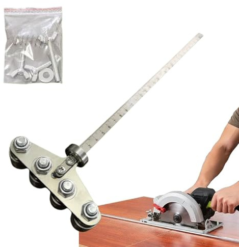 60cm Pied Coulisse Positionnement, Pour Mesures Précises Et Une Découpe Bois Facile, Rails Guidage Réglables, Guides Coupe Précision Acier Inoxydable Scies Circulaires, Pour Bricolage Menuiserie