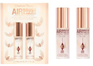 Charlotte Tilbury Lot de 2 mini sprays aérographes de 34 ml - Imperméables - Tenue 16 heures - Parfum thé blanc de Bali - Avec thé vert et aloe vera