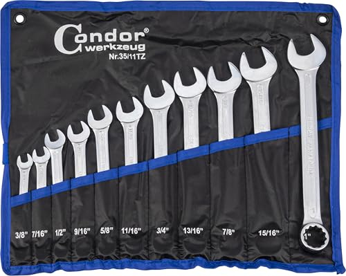 CONDOR Herramientas 35-11TZ | Juego de llaves combinadas de horquilla, 11 piezas, 3/8-1
