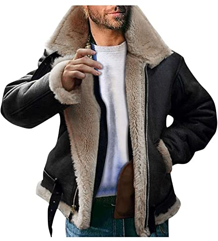 Herr jacka kashmir jackor vinterkappa fuskpäls stil tjock krage vadderad läder midja långärmad fårskinn plus huvtröjor och tröjor för män
