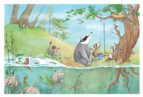 Apalis Wassili Fototapete Ein Fahrstuhl für Elsa I liebevolle Tapete Kinderzimmer, Wassili fototapete Kinderzimmer, Wandbild Wald, Wassili Waschbär Tapete,Marken Tapeten I HxB: 225x336 cm