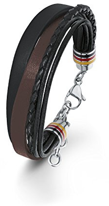 s.Oliver Herren-Armband Fußball EM Special 2016 schwarz-rot-gold Edelstahl Leder 22 cm - 566650