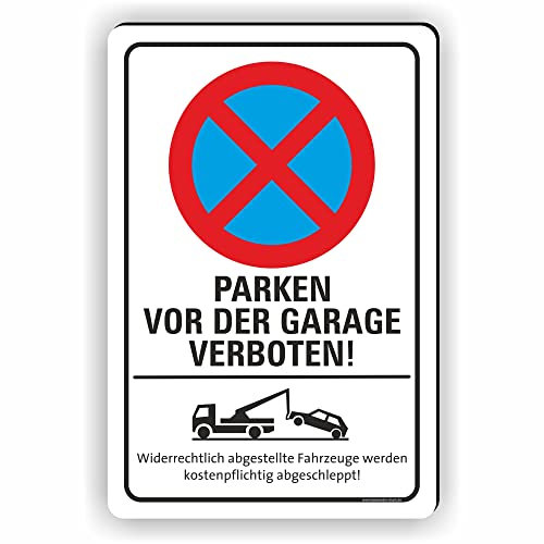 Fassbender-Druck SCHILDER - PARKEN VOR DER GARAGE VERBOTEN - Parken verboten Schild - Schild zum Markieren vom absoluten Parkverbot/Parkverbotsschild oder für einen Parkplatz (20x30cm Schild)