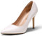 DREAM PAIRS Women's Closed Toe High Heels Dress Pointed Toe Wedding Pump Shoes,Size 9,White/Pu