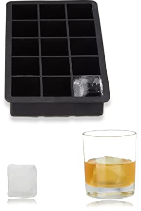 Relaxdays Eiswürfelform Silikon, für 3,5 cm Eiswürfel, BPA-frei, für Cocktails, HxBxT: 3,5 x 19,5 x 12,5 cm, schwarz