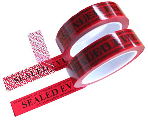 2 Rollen 1 Zoll x 55 Yards Rot Precut Total-Transfer Sicherheitsklebeband | Sofortige Void Nachricht, Ultradicke Void Schicht, Universelle Oberfläche, SGS RoHs, für Garantie & Beweis, TamperSeals Group