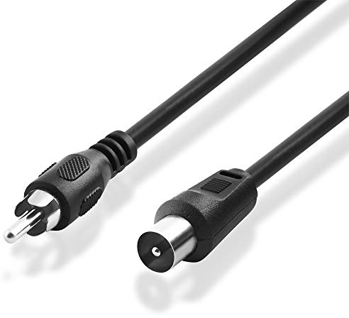 BestPlug 2 Meter Video Antennen-Kabel, Cinch Stecker auf Koax Stecker, Metall-Ausführung