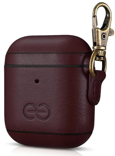 Dreem Om AirPods 1 & 2 Vegane Ledertasche mit Clip - Kompatibel mit Apple Bluetooth Wireless Earbuds für iPhone - Kaffee