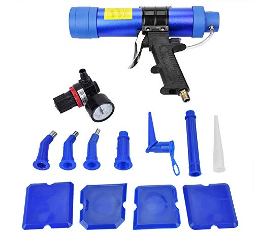 Aramox Kartuschenpistole Druckluft, Glasklebepistole, Einstellbare pneumatische Glaskleber-Dichtmittel Kartuschenpistole Kartusche Luftpistole 310ML (blau)