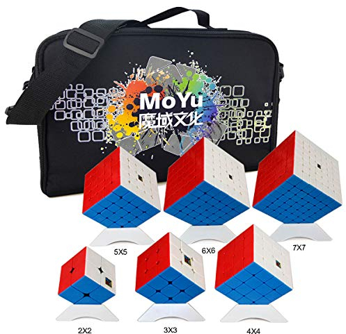Oostifun Gobus MoYu MoFangJiaoShi Speed Cube Kollektion mit Tragetasche: 2x2 3x3 4x4 5x5 6x6 7x7 Magic Cube Puzzle Cubes Set, Packung mit 6 Puzzle Cubes Geschenkset Stickerless