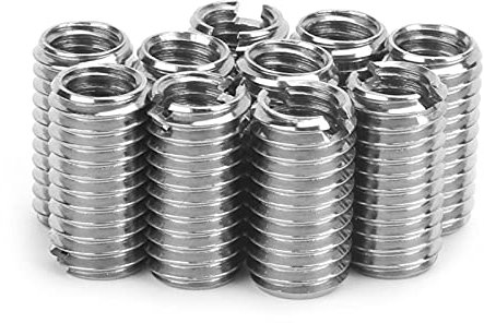 10Pcs Inner M6*1.0, Outer M8*1.25, Length 15mm, Sloted Thread Inserts, Stainless Steel Threaded Inserts