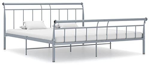 vidaXL Bettgestell Bett Metallbett Schlafzimmerbett Doppelbett Bettrahmen Ehebett Lattenrost Schlafzimmermöbel Grau Metall 180x200cm