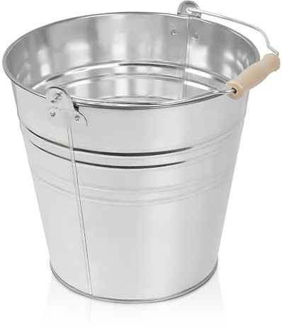 Galvanised Steel Bucket with Handle - 12 Liter, Perfect for Parties, Cleaning, Garden Storage, Ash and Coal
