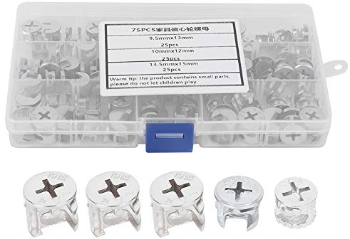 Exzenter Möbelverbinder, Möbelverbinder Nocken-Sicherungsmutter Beschläge Schrank Schublade Kleiderschrank Verbindung mit Klassifizierungsbox Schrankverbinder für Paneele 9.5 X 13, 10x12, 13.5X15mm