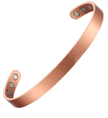 Schlichtes Kupfer-Armband für Damen oder Herren, 17,6 cm, Breite: 8 mm