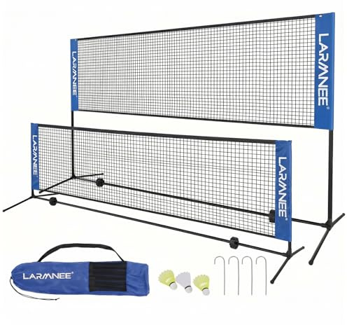LARMNEE Rete da badminton, 300 cm, rete da pallavolo, rete da tennis, regolabile in altezza, pieghevole, portatile ELH03BN02