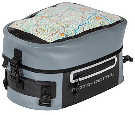 moto-detail 7 Liter Motorrad Tankrucksack Wasserdicht, Tankrucksack Motorrad Magnet mit Abnehmbaren Schlaufenriemen, für Stahl-, Kunststoff & Alutanks, Abnehmbares Karten-/Handyfach, mit Tragegriff