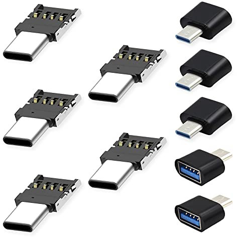 Xiatiaosann 10 adaptadores Ultra Mini tipo C OTG, conector USB hembra a USB C macho de 5 pines para computadoras, teléfono, tableta, cable, disco flash, con adaptadores USB C macho a USB hembra