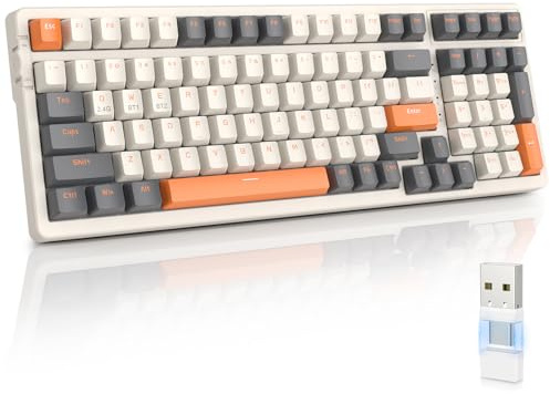 MAGIC-REFINER RK96 Kabellose Mechanische Gaming-Tastatur, Dual-Mode 2.4G Wireless/Bluetooth, Apex Pro TKL Tastatur Hot-Swap-fähiger Roter Schalter mit 2-in-1-Empfänger für PC/Mac/Tablette/QWERTY US