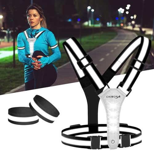 LuTuo Gilet de sécurité LED pour vélo, gilet réfléchissant à 360° avec haute visibilité, taille/épaules réglables pour la course à pied, lumière de course rechargeable USB-C pour jogging, course