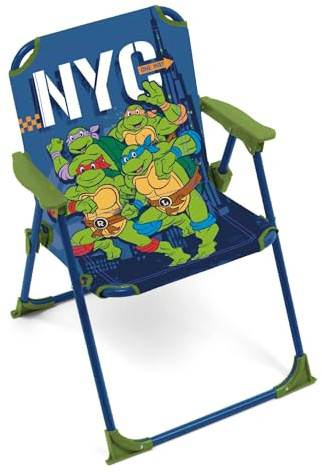 ARDITEX Silla Plegable con Brazos de Las Tortugas Ninja - 38x32x53cm - Adecuado para jardín, Camping, Playa o montaña - Ideal para niños y niñas.