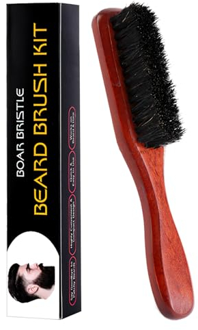 Haarbürste,Bartbürste aus Wildschweinborste, Bürste mit 100% Wildschweinborste,Bartpflege Set für Männer,beard brush für Männer,Naturborsten Bürste für dünnes,feines Haare,Griff aus Birnbaumholz