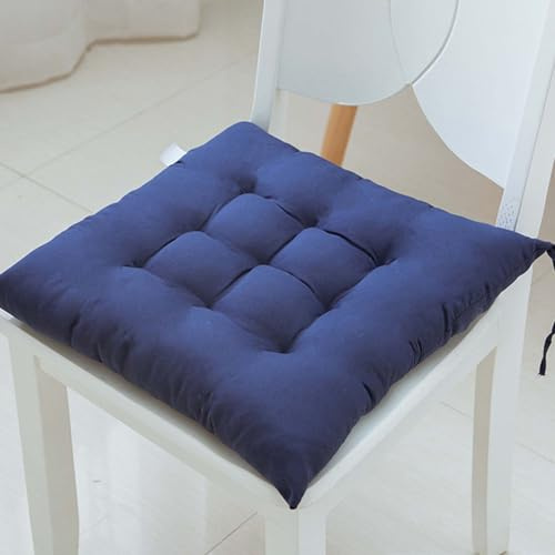 Hixingo Juego de 2 Cojines Exterior Jardin Cojines Sillas Jardin Cómodos y Moderno Cojines para Sillas, Cojin Silla Oficina e Exterior con Lazos (45x45cm(Juego de 2),Azul Marino)