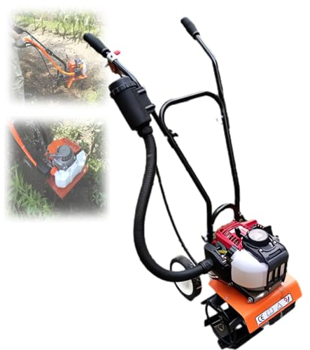 FAcoLL Motozappa da Giardino, motozappa per Terreno da 2,2 kW con 4 Lame, Zappa con Motore a Benzina a 2 Tempi, scarificatore per Prato per coltivazioni di Prato, frutteti, Cortili, campi