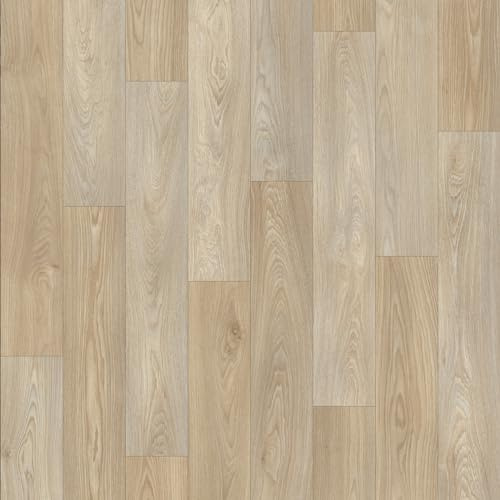 Light Natural Oak Plank Effect Maestro Vinyl Flooring 2mm Anti-Slip Lino for Kitchen Bathroom (W: 3m x L: 4m)
